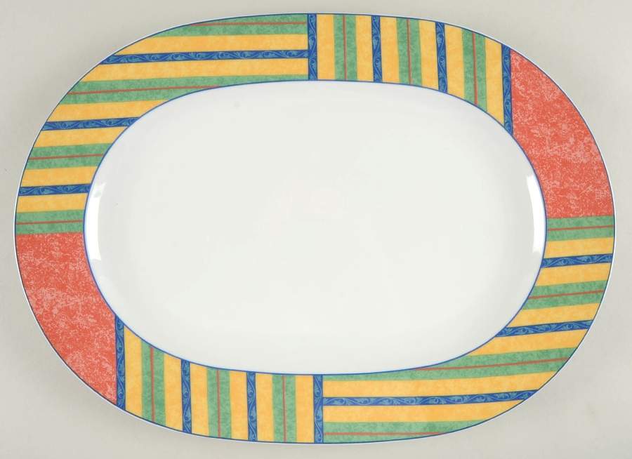 Club Stripe 16" Oval Serving Platter by Noritake-1