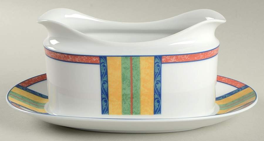 Club Stripe Gravy Boat with Attached Underplate by Noritake-1