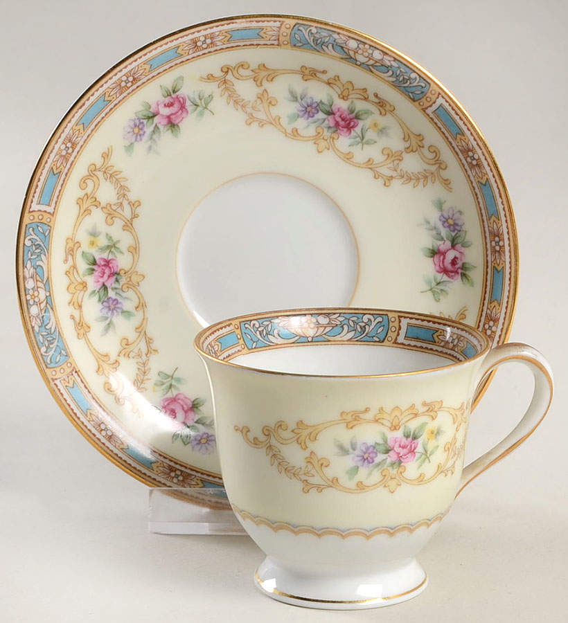 Colby (Blue on Edge) Footed Demitasse Cup & Saucer Set by Noritake-1