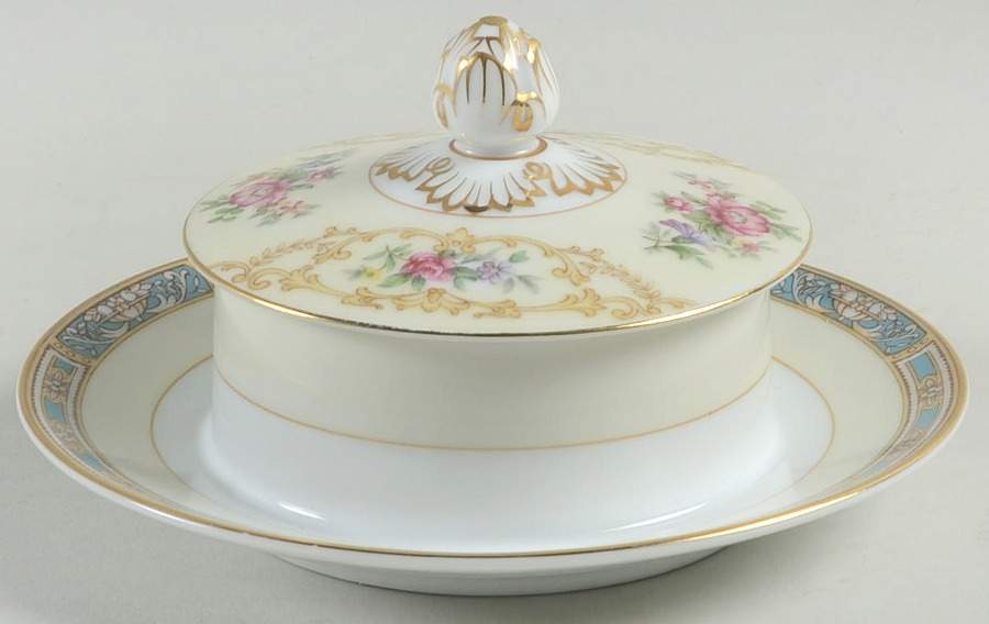 Colby (Blue on Edge) Round Covered Butter with Attached Underplate by Noritake-1
