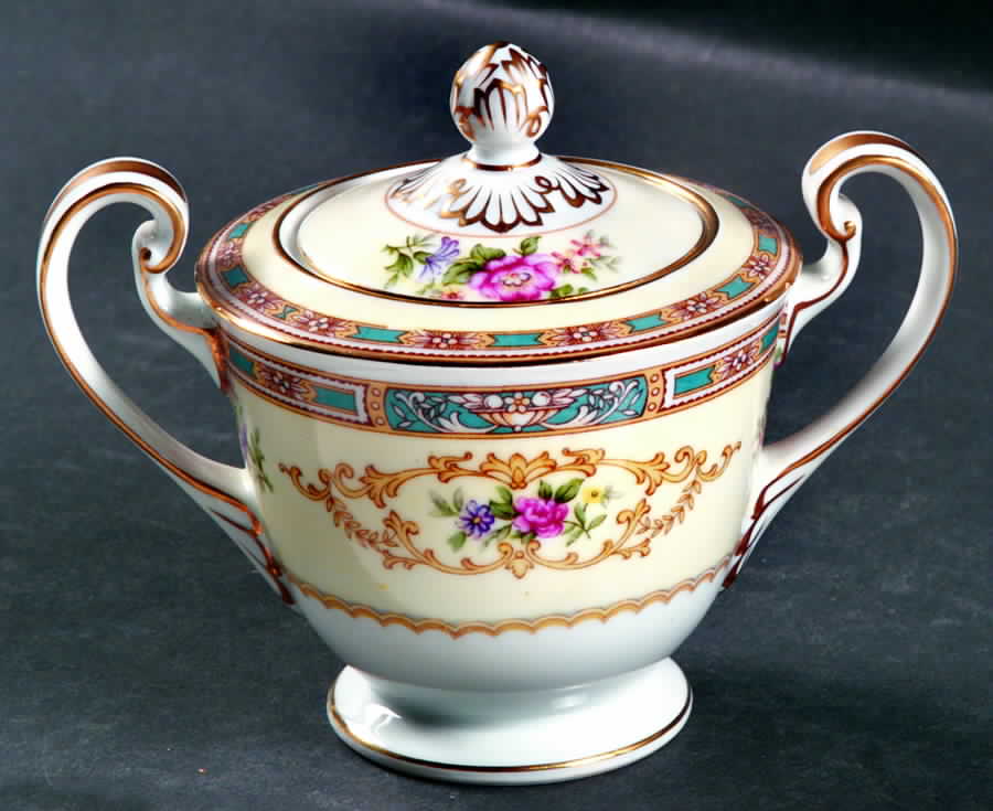 Colby (Blue on Edge) Mini Sugar Bowl & Lid by Noritake-1