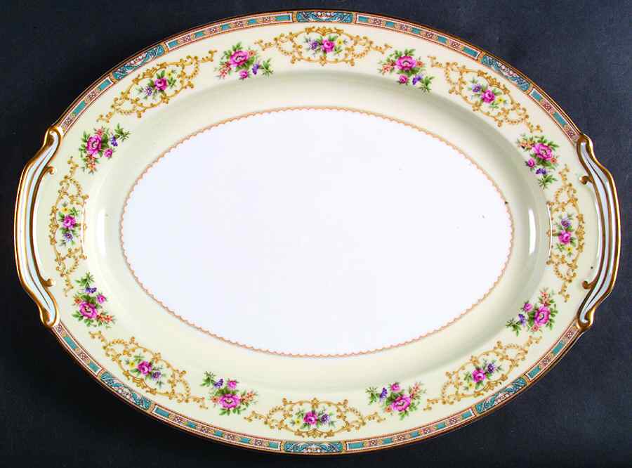 Colby (Blue on Edge) 16" Oval Serving Platter by Noritake-1