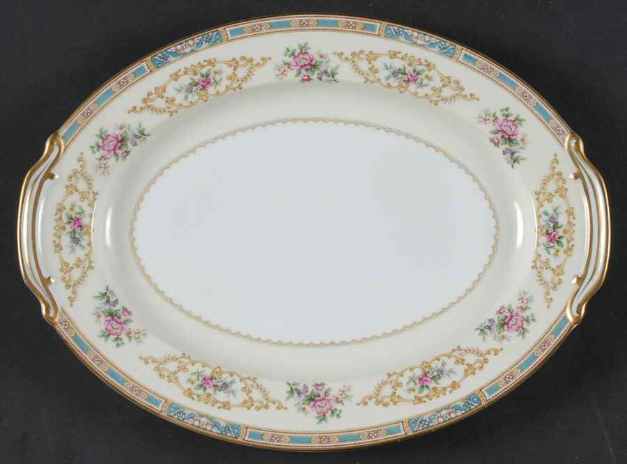 Colby (Blue on Edge) 12" Oval Serving Platter by Noritake-1