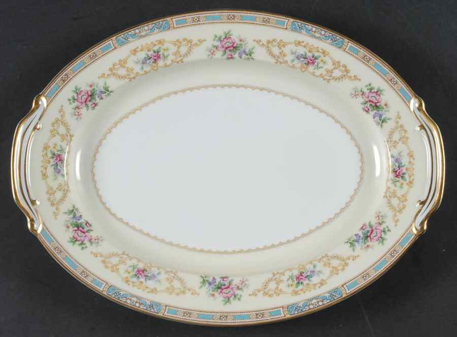Colby (Blue on Edge) 11" Oval Serving Platter by Noritake-1