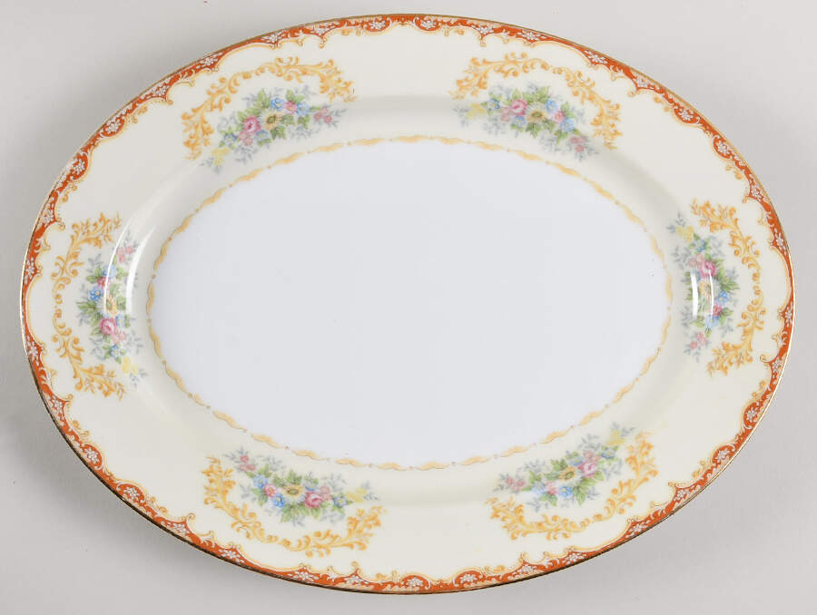 Colby (Rust On Edge) 14" Oval Serving Platter by Noritake-1