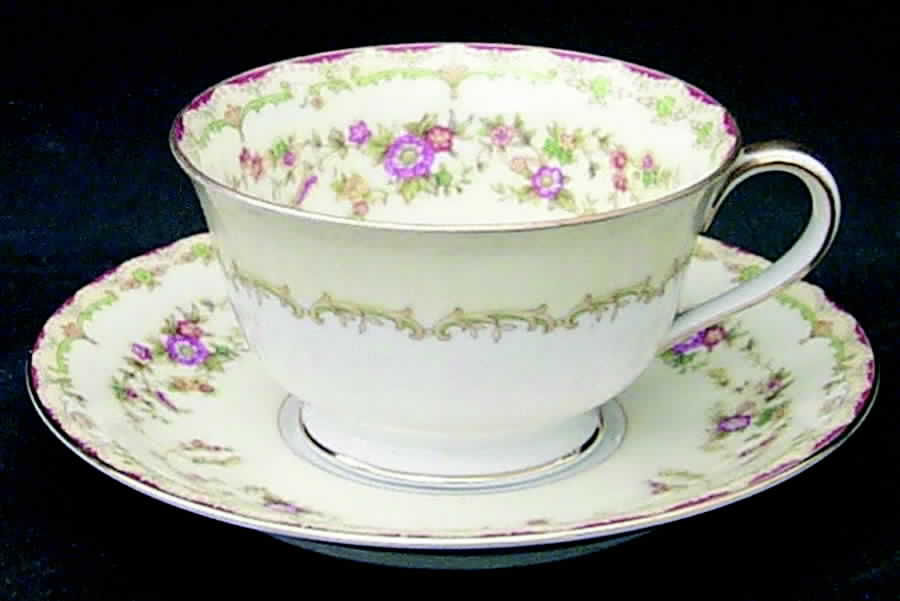 Columbine (3803) Footed Cup & Saucer Set by Noritake-1