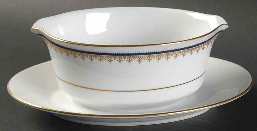 Cordon Gravy Boat with Attached Underplate by Noritake-1