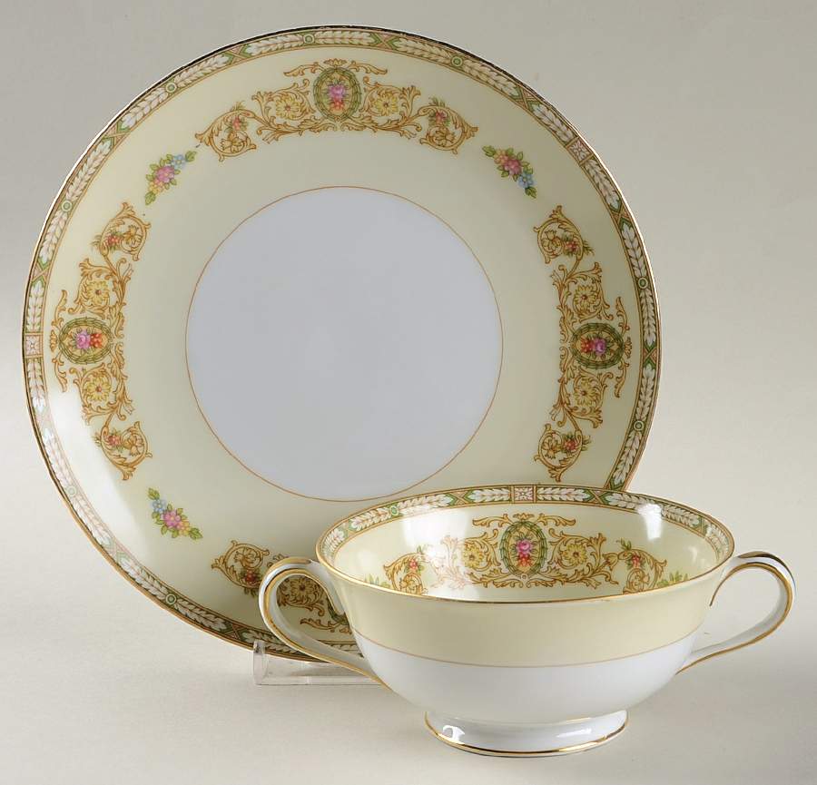 Corinne Footed Cream Soup Bowl & Saucer Set by Noritake-1