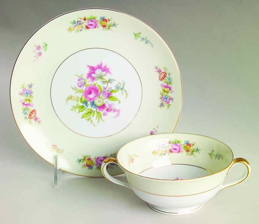 Corsage (4019) Footed Cream Soup Bowl & Saucer Set by Noritake-1