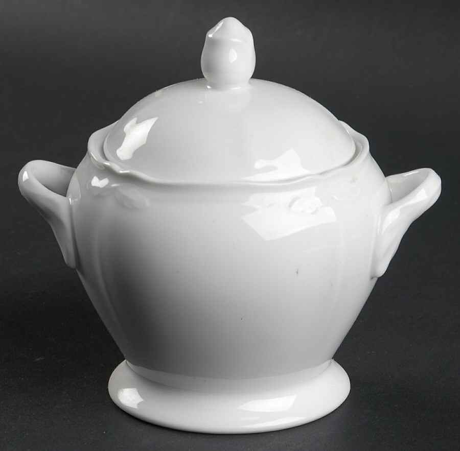 Coty White Sugar Bowl & Lid by Noritake-1