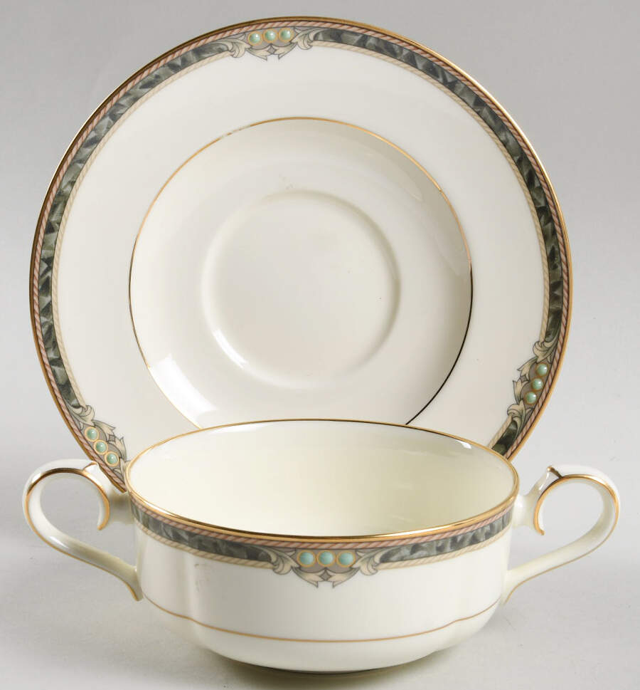 Covina Flat Cream Soup Bowl & Cup Saucer Set by Noritake-1