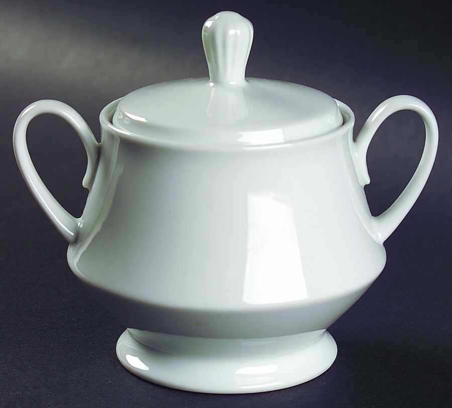 Commander White Sugar Bowl & Lid by Noritake-1