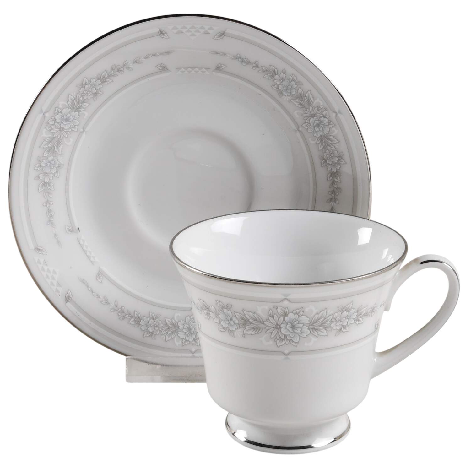 Crystal Bouquet Footed Cup & Saucer Set by Noritake-1