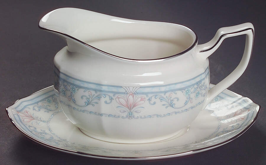 Crown Flower Gravy Boat & Underplate by Noritake-1