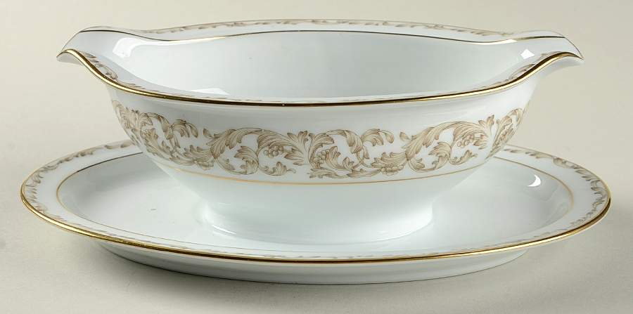 Cromwell Gravy Boat with Attached Underplate by Noritake-1