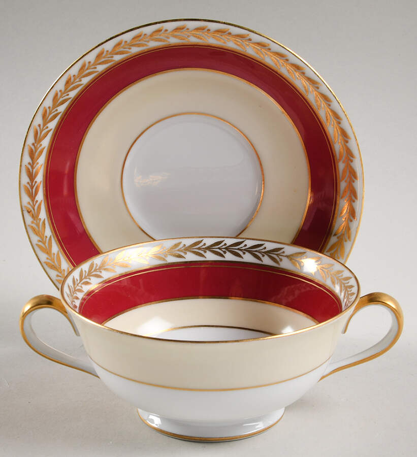 Crome Footed Cream Soup Bowl & Saucer Set by Noritake-1