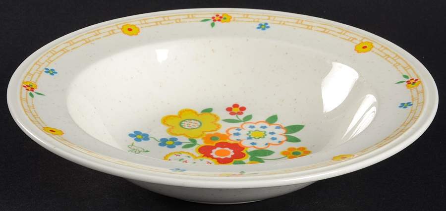 Crazy Quilt Rim Soup Bowl by Noritake-1