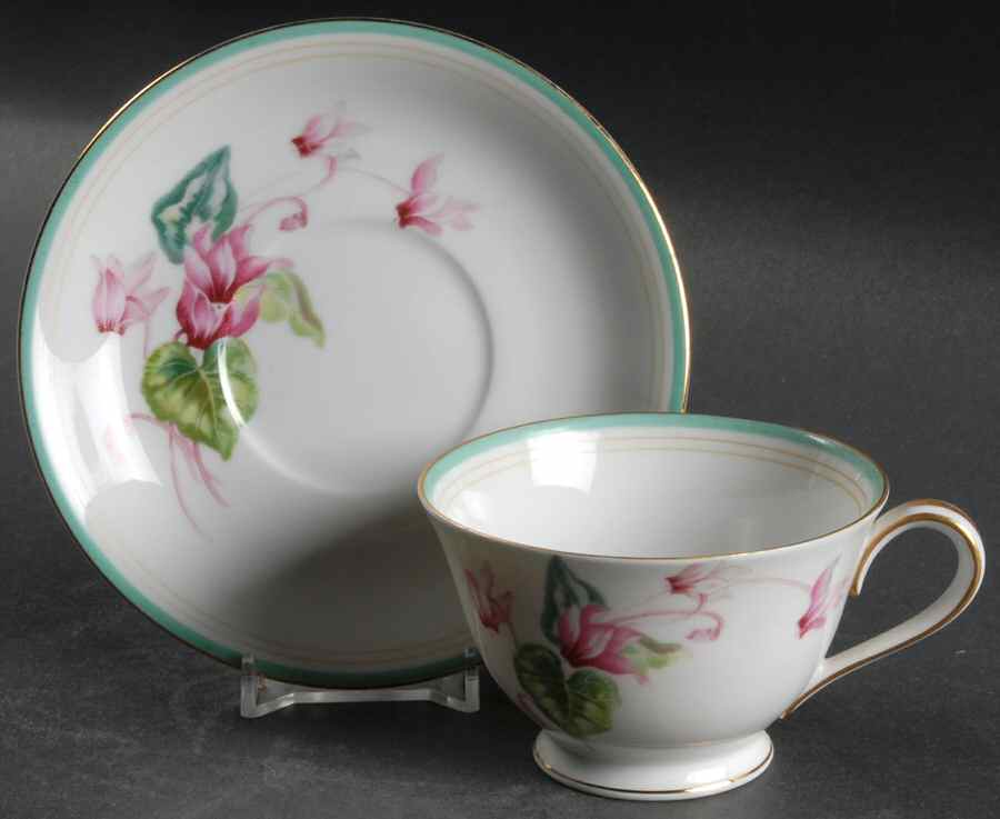 Cyclamen Footed Cup & Saucer Set by Noritake-1