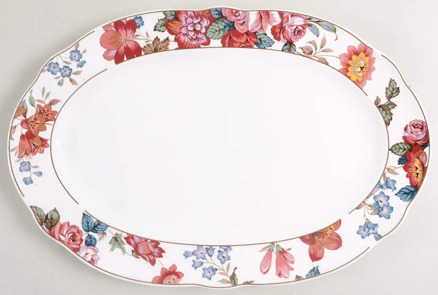 Damask Bouquet 14" Oval Serving Platter by Noritake-1