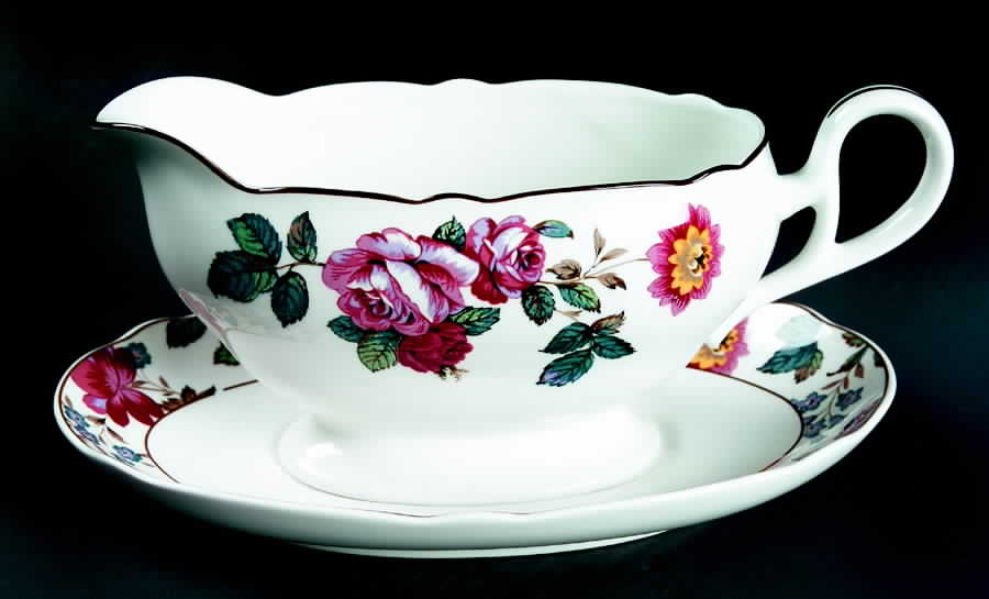 Damask Bouquet Gravy Boat & Underplate (Relish/Butter) by Noritake-1