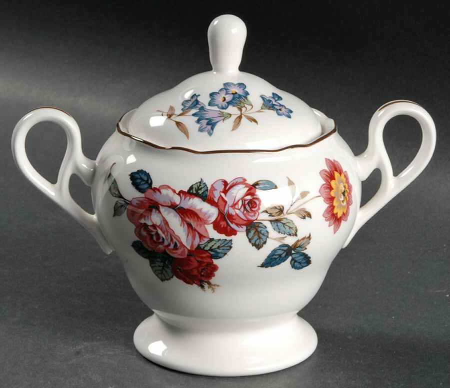 Damask Bouquet Sugar Bowl & Lid by Noritake-1