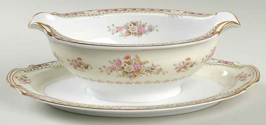 Dahlia Gravy Boat with Attached Underplate by Noritake-1