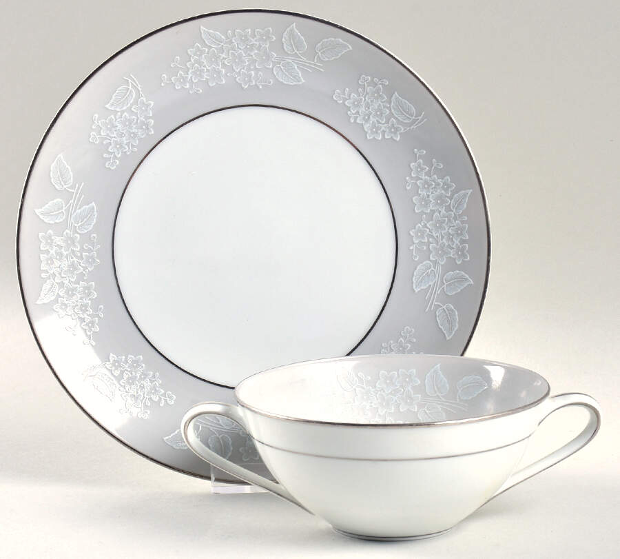 Damask Flat Cream Soup Bowl & Saucer Set by Noritake-1