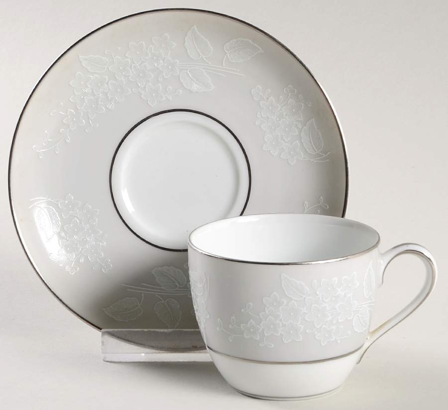 Damask Flat Demitasse Cup & Saucer Set by Noritake-1