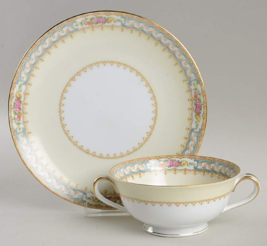 Decamps Footed Cream Soup Bowl & Saucer Set by Noritake-1