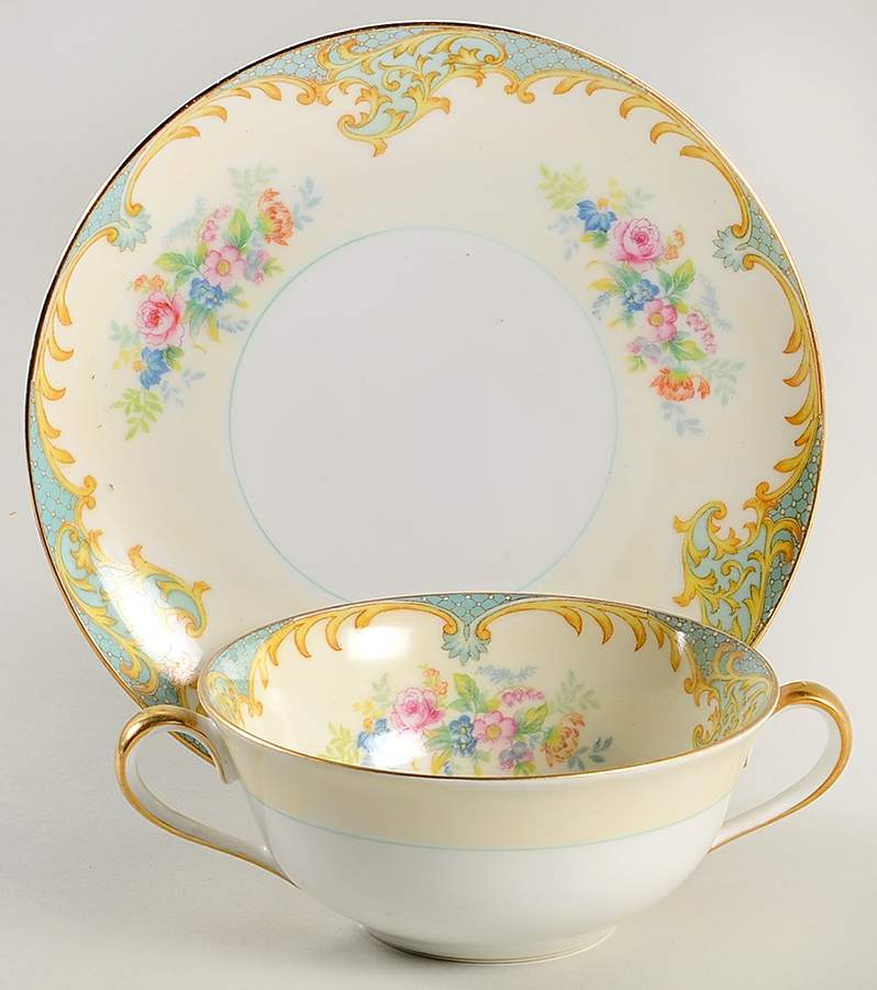 Delphina Flat Cream Soup Bowl & Saucer Set by Noritake-1