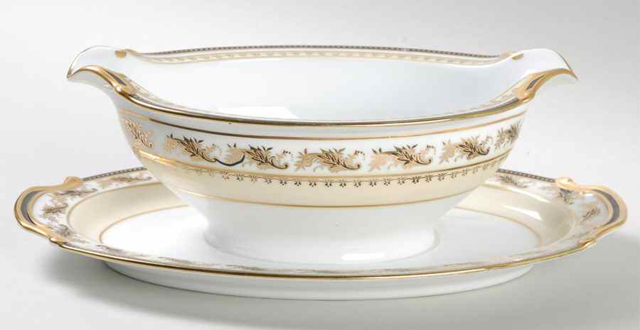 Devon Black (103041) Gravy Boat with Attached Underplate by Noritake-1