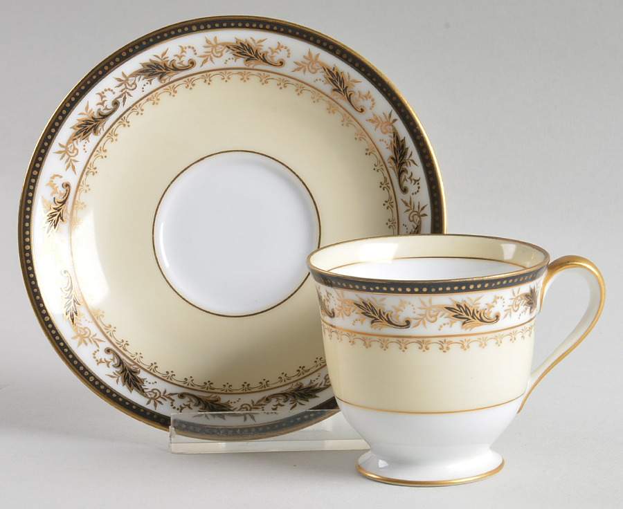 Devon Black (103041) Footed Demitasse Cup & Saucer Set by Noritake-1