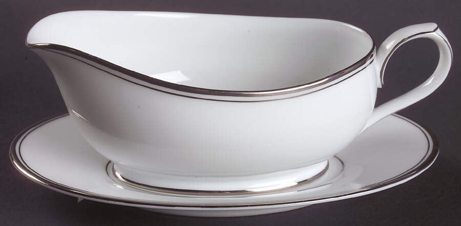 Diana (Platinum Trim) Gravy Boat & Underplate (Relish/Butter) by Noritake-1