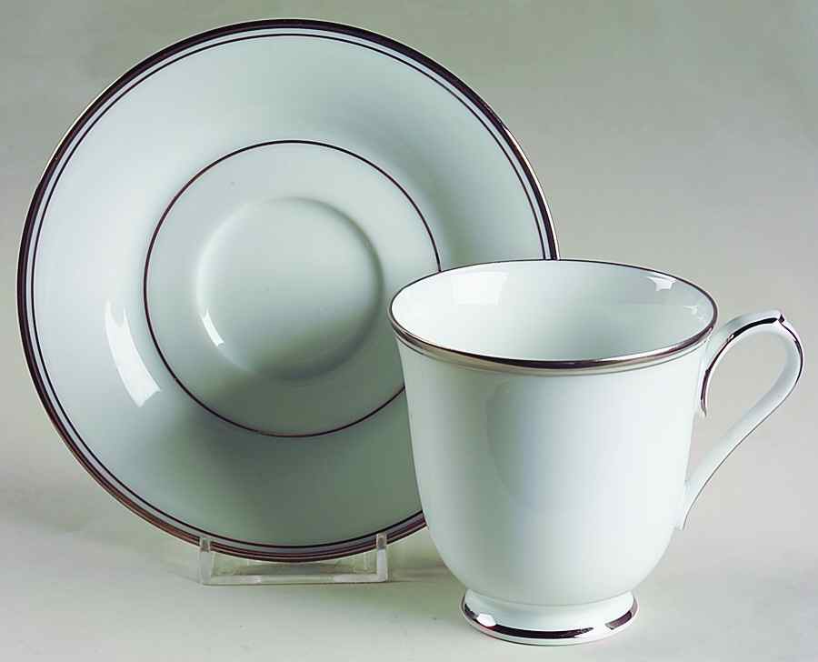 Diana (Platinum Trim) Footed Cup & Saucer Set by Noritake-1