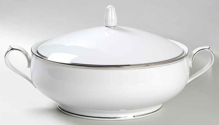Diana (Platinum Trim) Round Covered Vegetable by Noritake-1