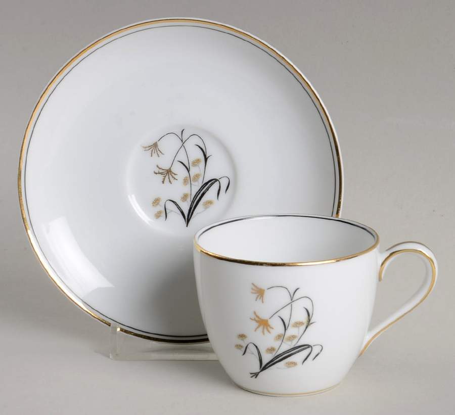 Diana (Gold Trim) Flat Demitasse Cup & Saucer Set by Noritake-1