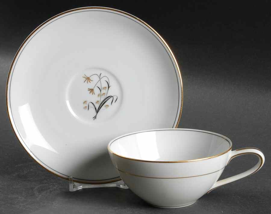 Diana (Gold Trim) Flat Cup & Saucer Set by Noritake-1