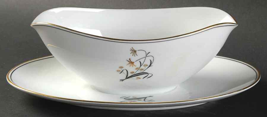 Diana (Gold Trim) Gravy Boat with Attached Underplate by Noritake-1