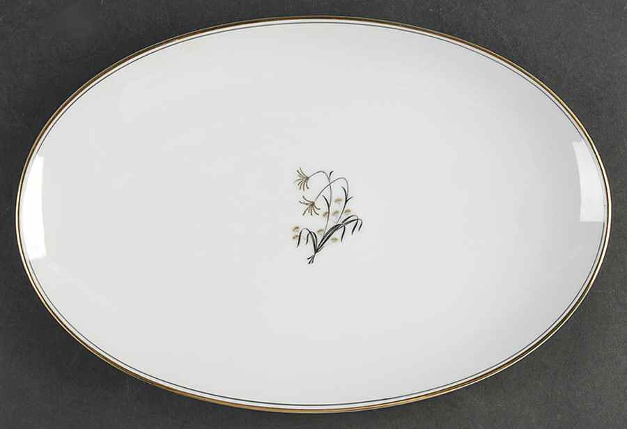 Diana (Gold Trim) 12" Oval Serving Platter by Noritake-1