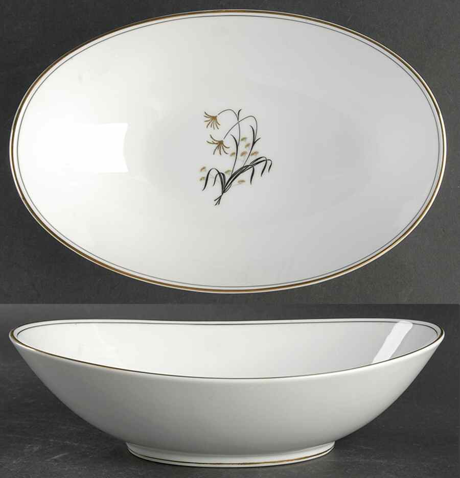 Diana (Gold Trim) 10" Oval Vegetable Bowl by Noritake-1