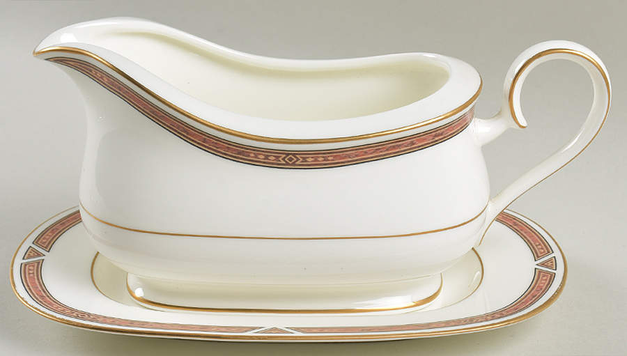 Diamond Trace Gravy Boat & Underplate (Relish/Butter) by Noritake-1