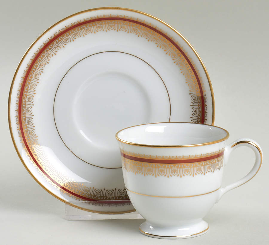 Doral Maroon Footed Demitasse Cup & Saucer Set by Noritake-1