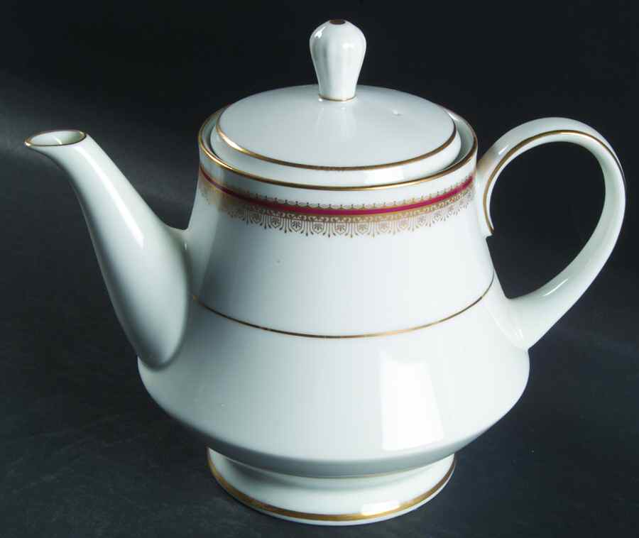 Doral Maroon Teapot & Lid by Noritake-1