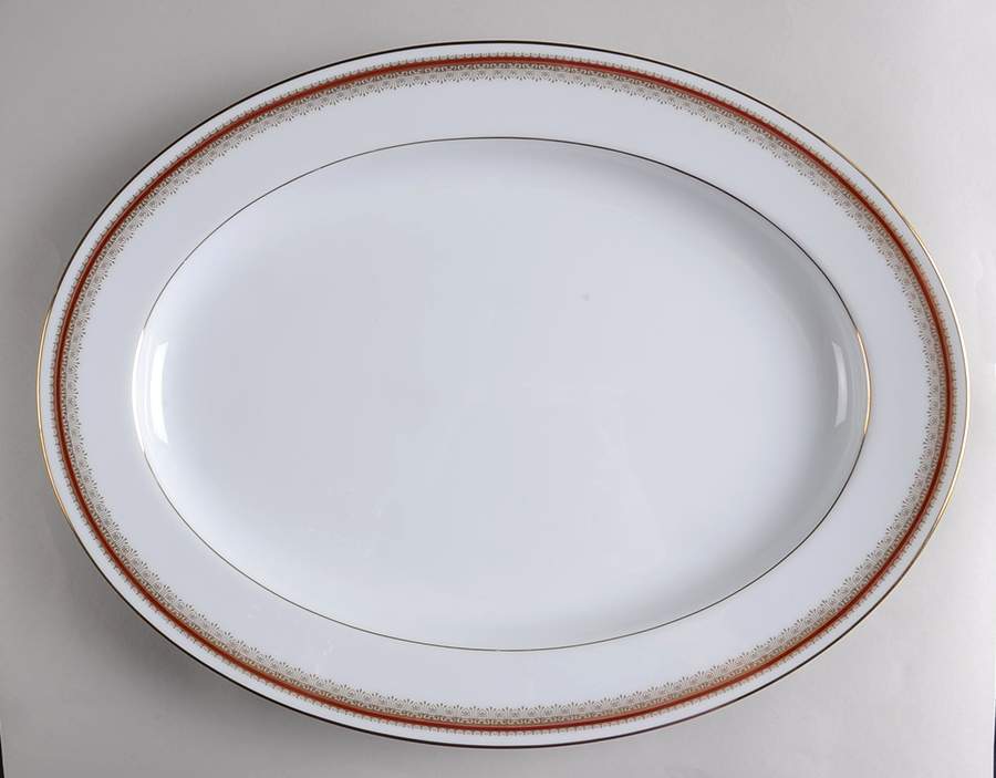 Doral Maroon 16" Oval Serving Platter by Noritake-1