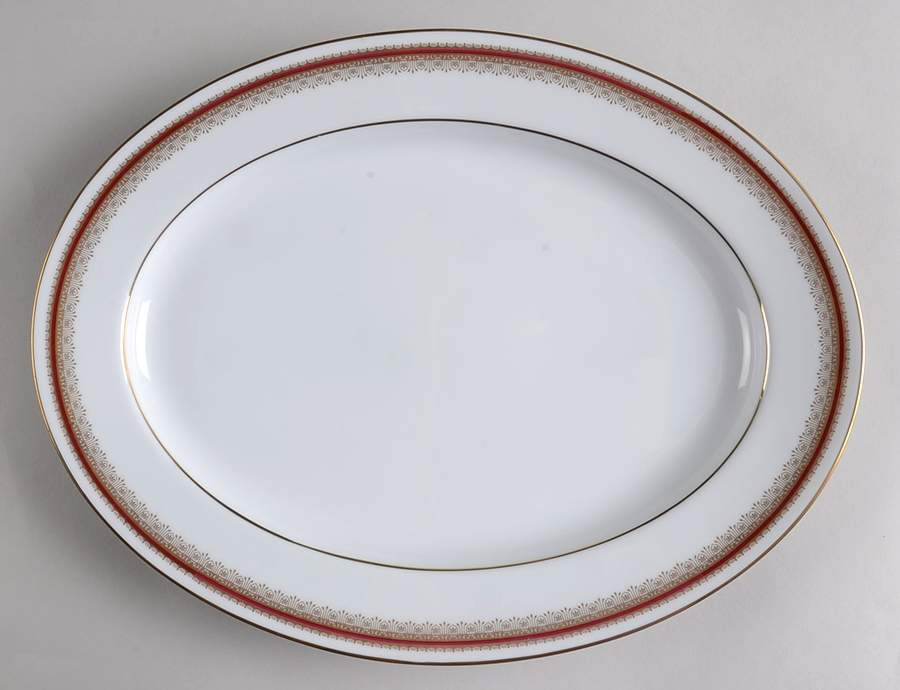 Doral Maroon 13" Oval Serving Platter by Noritake-1