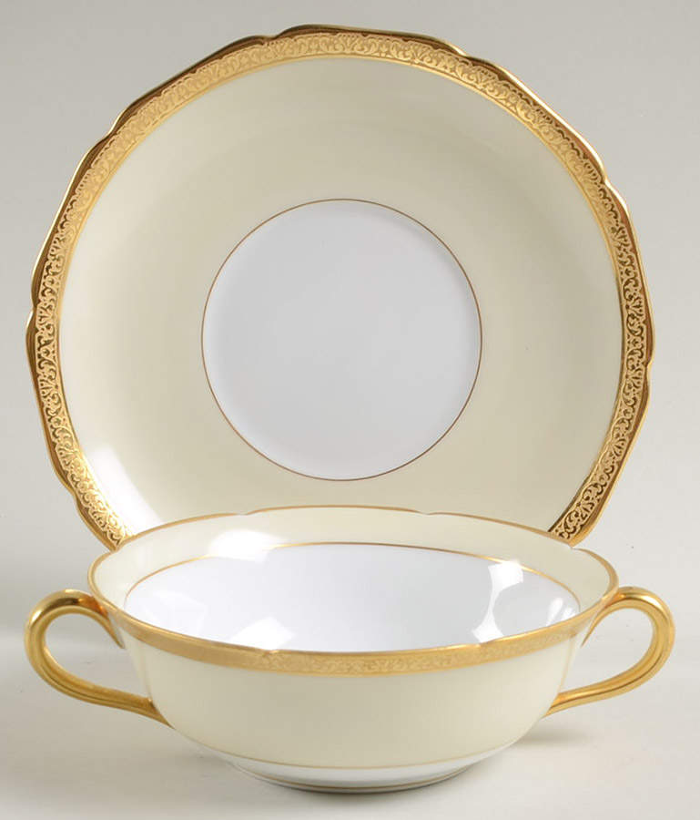 Dorsay Flat Cream Soup Bowl & Saucer Set by Noritake-1