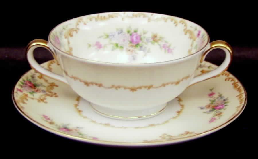 Dovier Footed Cream Soup Bowl & Saucer Set by Noritake-1