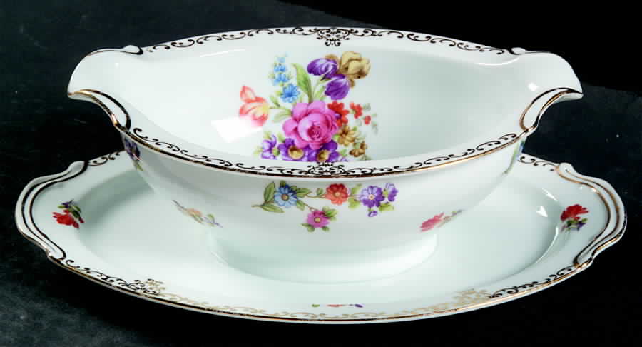 Dresdoll Gravy Boat with Attached Underplate by Noritake-1