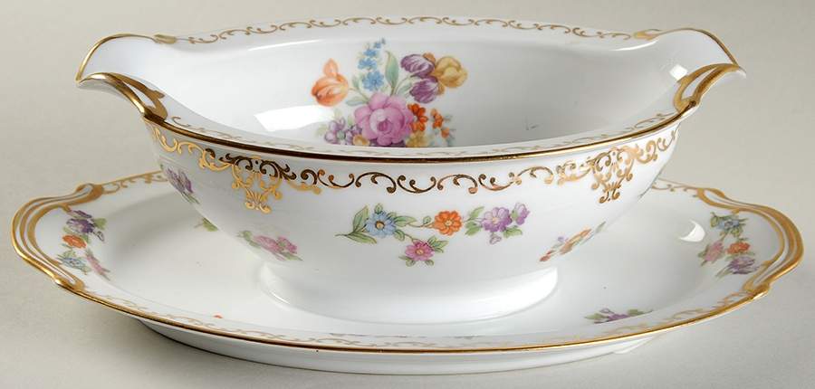 Dresdoll Gravy Boat with Attached Underplate by Noritake-1