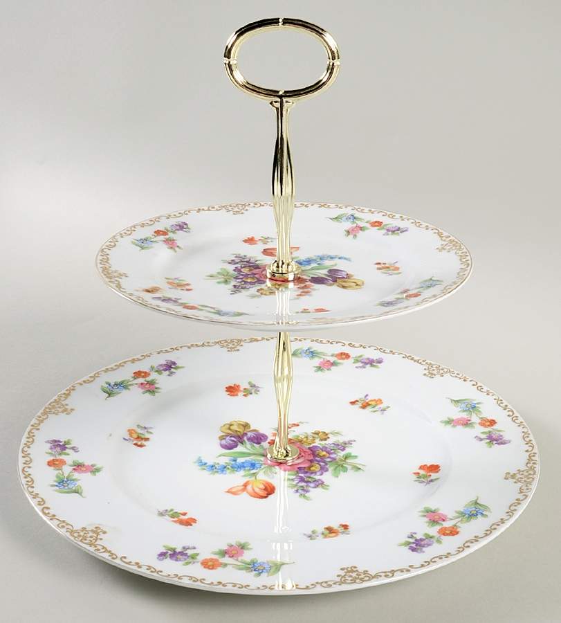Dresdoll 2 Tiered Serving Tray (Dinner & Salad Plate) by Noritake-1